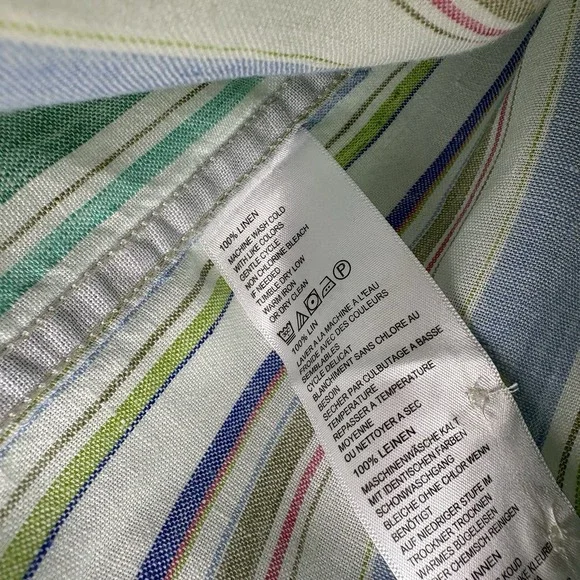 Tommy Bahama Shirt Mens L Linen Relax Long Sleeve Button Up Multicolor Striped - Picture 4 of 8